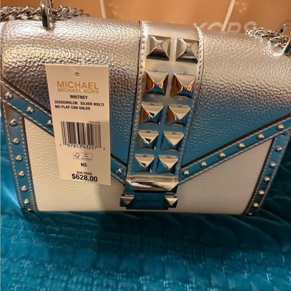Michael Kors Silver Multi Studded Shoulder Bag - Picture 2 of 12